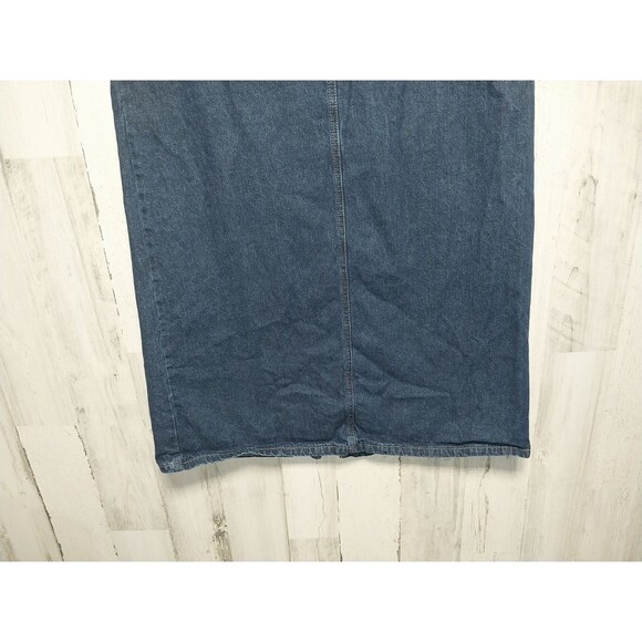 Eddie Bauer Blue Denim Midi Skirt Size 10 Back Slit - Picture 2 of 6